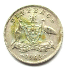 Australia Silver 6 Pence 1962 SIXPENCE