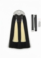 Black Synthetic Horsehair Sporran with Chrome Thistle Cantle Cream Tassels