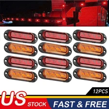 12x Amber Red 4 LED Side Marker Clearance Lights Waterproof for Trailer Truck RV