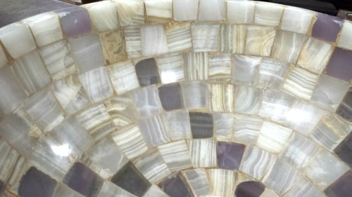 Onyx Mosaic Vessel Sink 16.5 " x 6" tall White & Lavender (SS-WL-010) - Picture 4 of 4