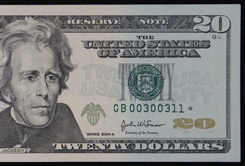 $20 2004A Gem CU Star Federal Reserve Note GB00300311* series A, 320K Run 1, NY
