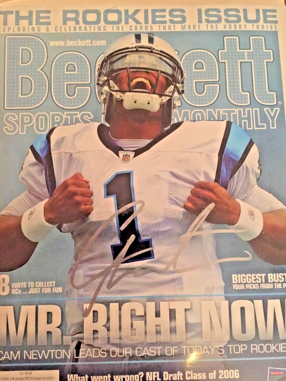 cam newton Autographed Signed Carolina Panthers Beckett Magazine / Patriots 