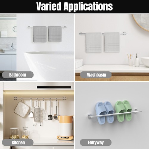 Brushed Nickel Towel Bar, 24 Inch Towel Rack for Bathroom Wall-Mounted, SUS304 - Picture 7 of 7