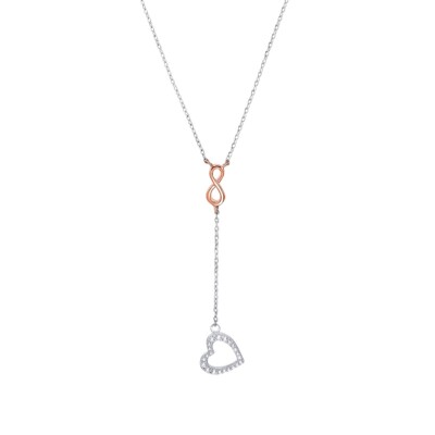 S.Oliver Collana A Y Infinity Bicolore Argento 925 E Zirconia – Donna, 40+5 Cm