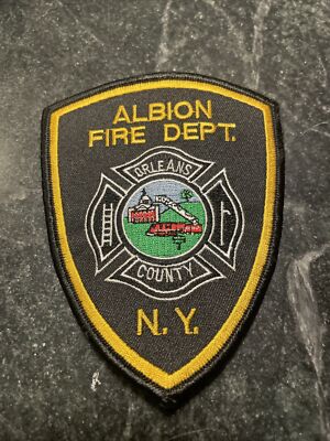 Albion New York NY Fire Rescue Patch Iron On 4  Rare Orleans County Seal