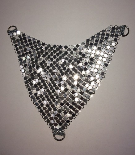 Pair Shoulder Epaulet Fringe SILVER CHAIN costume hexagon metal tassel 2 pieces - Picture 5 of 5