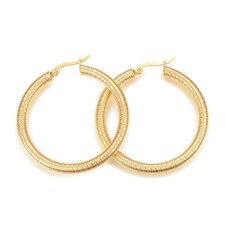 304 Stainless Steel Hoop Earrings Gold 44x43x4mm Pin 1x0.8mm  P582