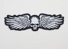 NEW Lot Of 2 Huge Embroidered White Skull With Wings Patches Iron On