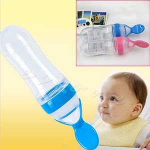 Baby Toddler Food Cereal Bottle Feeding Spoon Silicone Squeeze