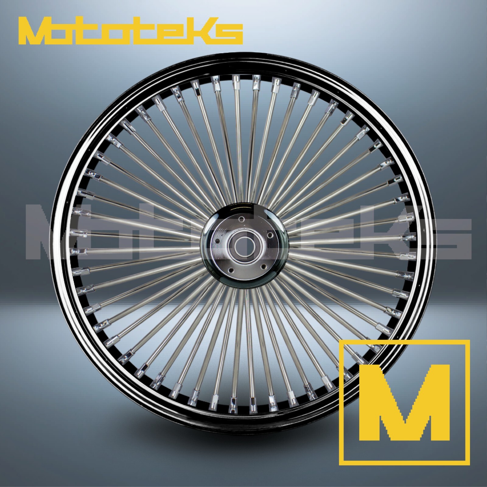 16" 16X3.5 FAT SPOKE WHEEL 52 STAINLESS BLACK HARLEY SPORTSTERS MODELS