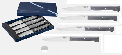 Opinel Facette: Set Of 4 Micro-Serrated Steak Knives With Gray Pom Handle