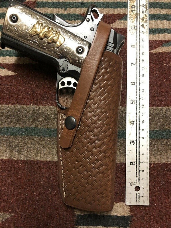 Leather Holster Basketweave Tom Threepersons Style Fit Colt Ruger RIA Model 1911