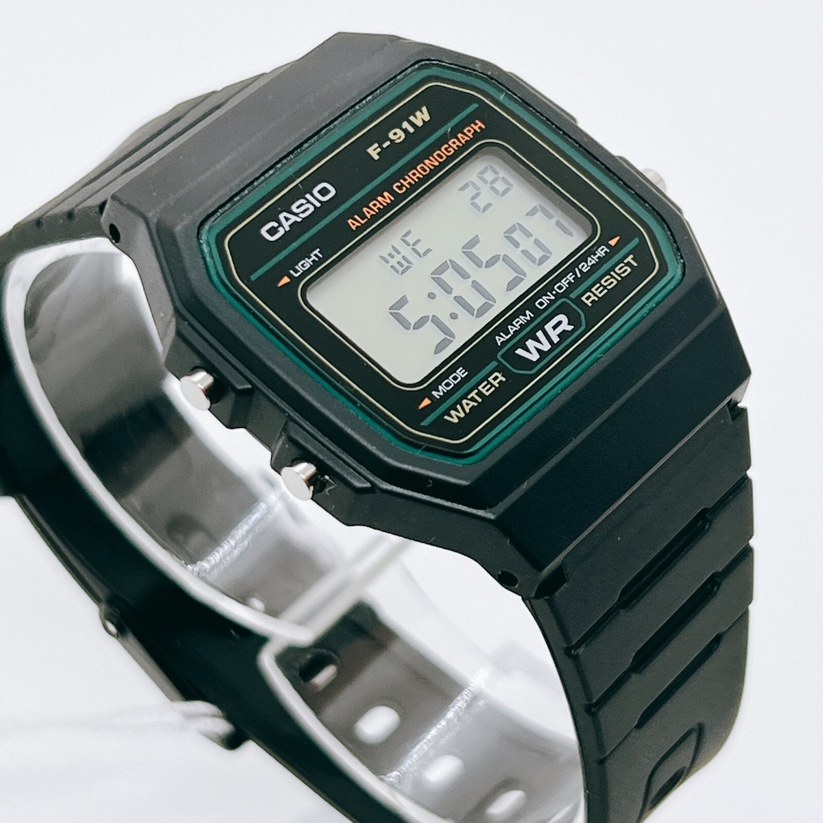 Buy Casio Standard F-91W-3JH Watch Quartz Black Green Dial Digital