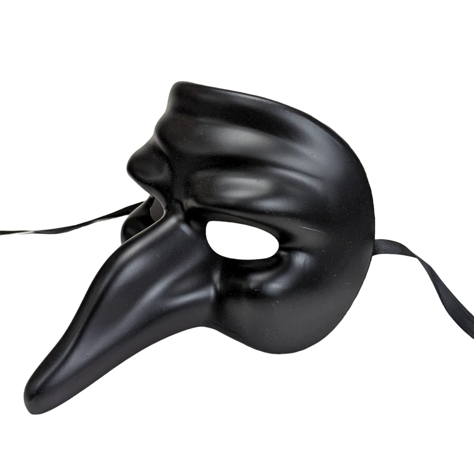 All black DIY Short Nose Medieval Plague Doctor Face Design Masquerade Mask - Image 2 of 4