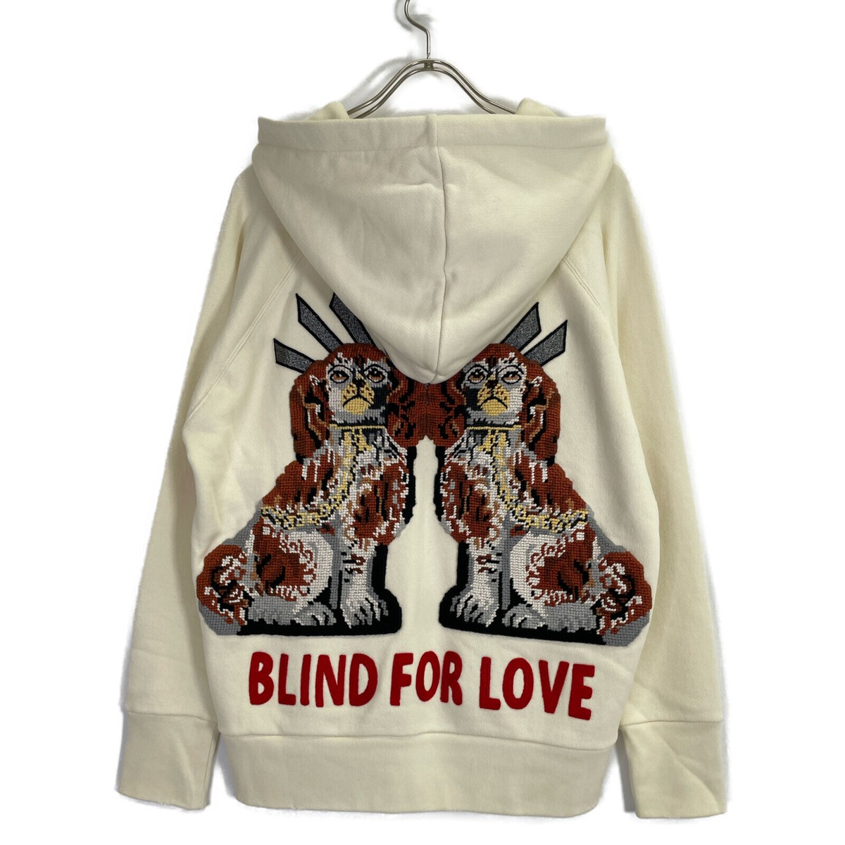 GUCCI 457931 BLIND FOR LOVE Beige Dog Embroidered Sweat GUCCI 457931 BLIND FOR LOVE Beige Dog Embroidered Sweat