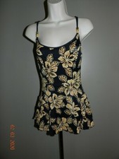 Vtg 90's Cole of California Yellow Purple Floral One Piece Swim Suit Women's 10