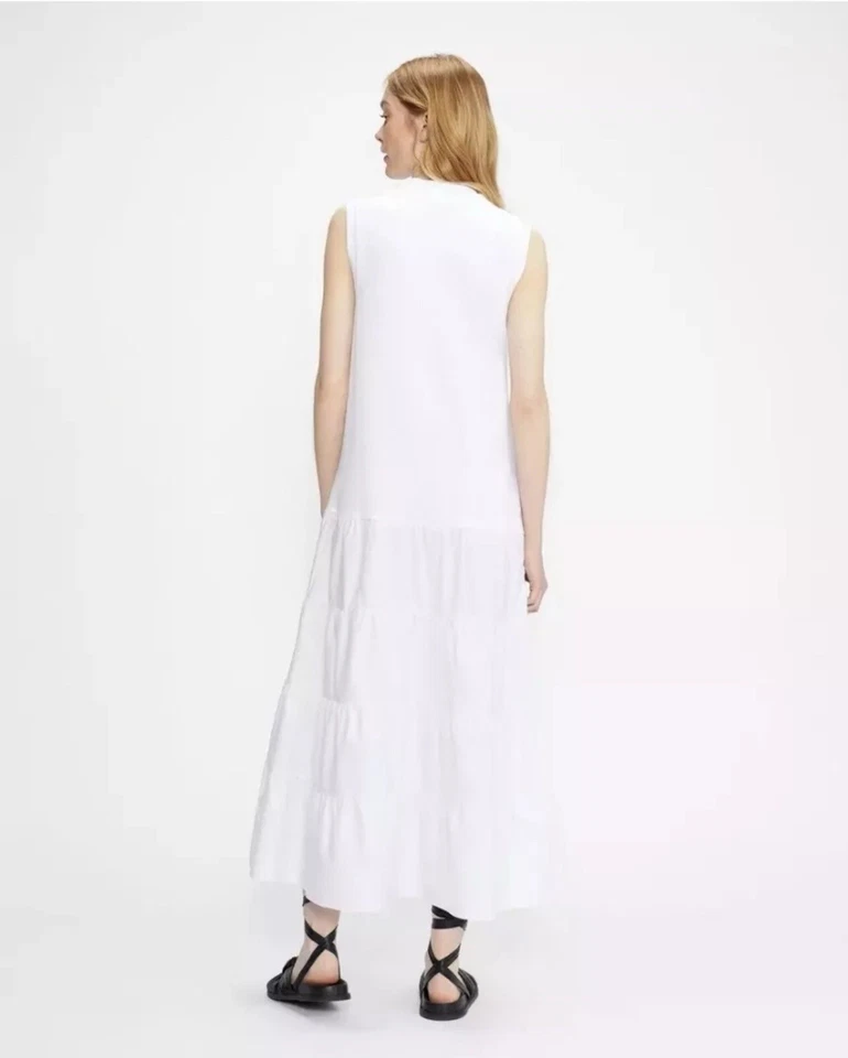 NUEVO Maxi Vestido Ted Baker Para Mujer Blanco Viannee Jersey en Niveles Talla 4= 10 Foto 2 de 4