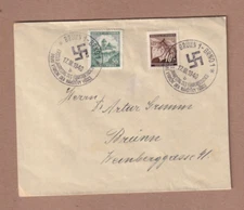 Bohemia & Moravia - Scott# 21 & 28 -special 17 March 1940 party day Brunn cancel