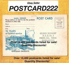 IL Freeport area Rawleigh Products vintage postcard VARIOUS PRODUCTS ILLINOIS