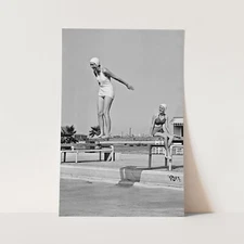Woman Diving Into Pool 1920s Vintage Retro Swimming Decor Wall Art Poster Print