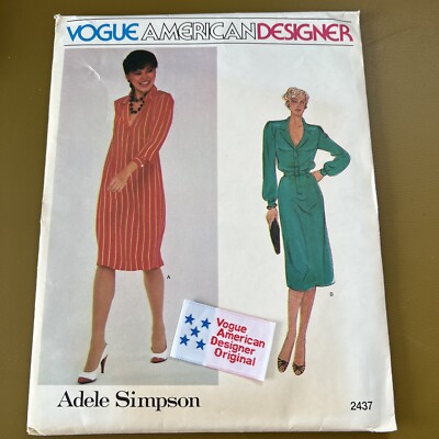 Vintage VOGUE Sewing Pattern #2437 Adele Simpson Dress And Belt 14 36B UC/FF