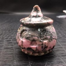 Natural Rhodonite Stone Quartz Carved Pumpkin Healing Halloween Decoration 206g