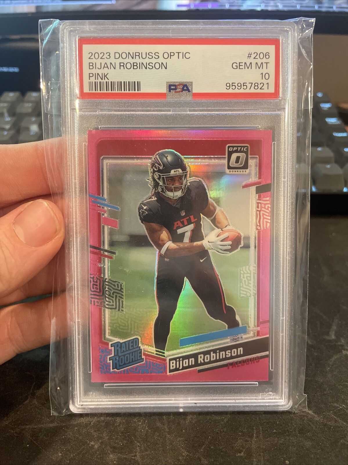 2023 Panini Donruss Optic - Rated Rookie Pink Prizm #206 Bijan Robinson PSA 10