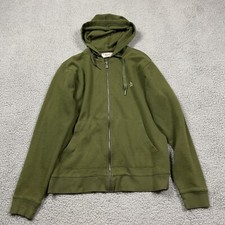 Penguin Jacket Women Medium Green Waffle Knit Long Sleeve Full Zip Hoodie