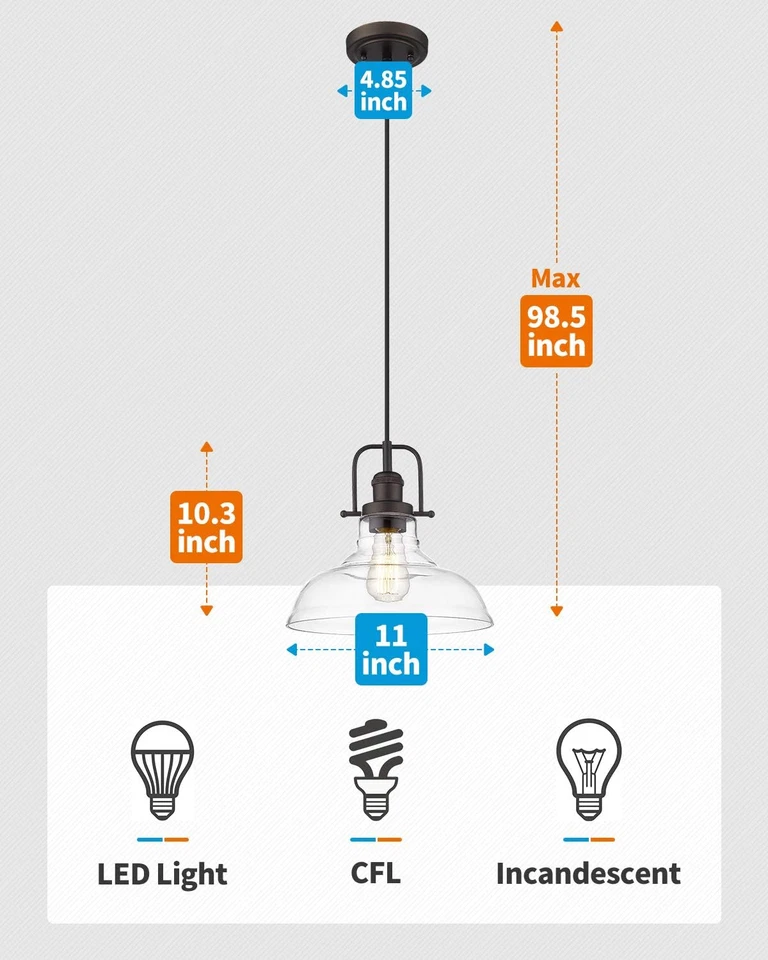 Lámpara colgante vintage, lámpara colgante de granja escuela con ajuste Foto 3 de 4