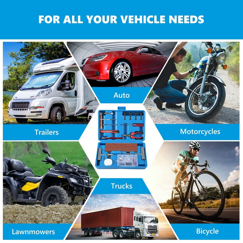 Tire Repair Kit,117pcs Heavy Duty Tire Plug Kit,Car/Motorcycle/Truck