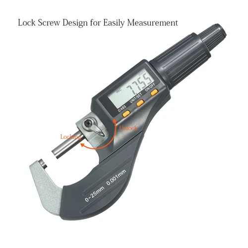 Digital Micrometer 0-1" / 0-25mm for Mechanics Inch/Metric Calipers (No Battery)