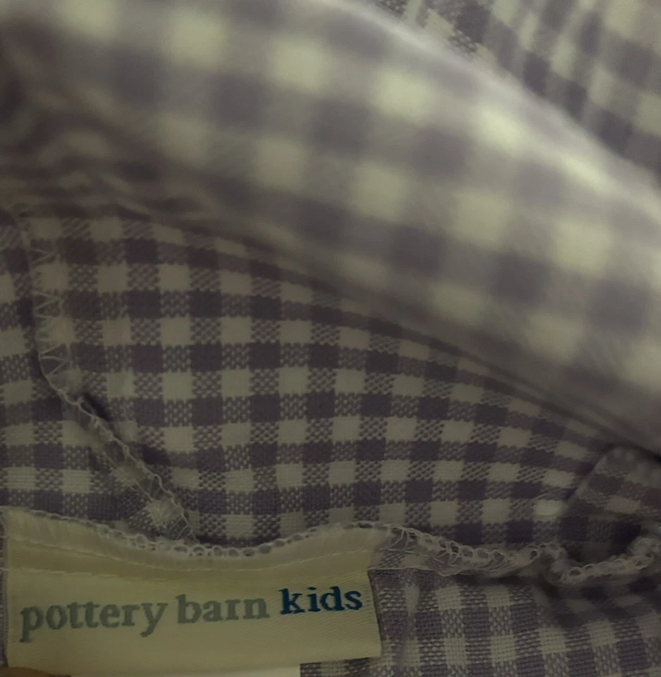 Forro de canasta Pottery Barn Sabrina pequeño púrpura a cuadros 100 % algodón NUEVO Foto 4 de 4