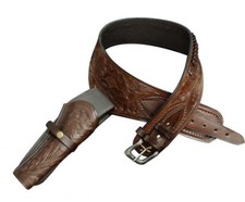 Showman 22 Caliber Tooled Leather Western Gun Holster Belt