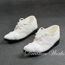1/4 1/3 BJD Pointed Toe Shoes Spliced PU Leather Suit Shoes Matte Solid White