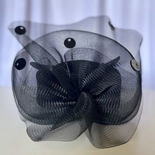 Vintage Womens Wool Black Hat Pillbox Veil Tulle Netting Church USA WPL 4384 NOS