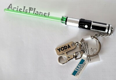 Disney Parks Star Wars Yoda Green Lightsaber Light up Keychain Bag Charm