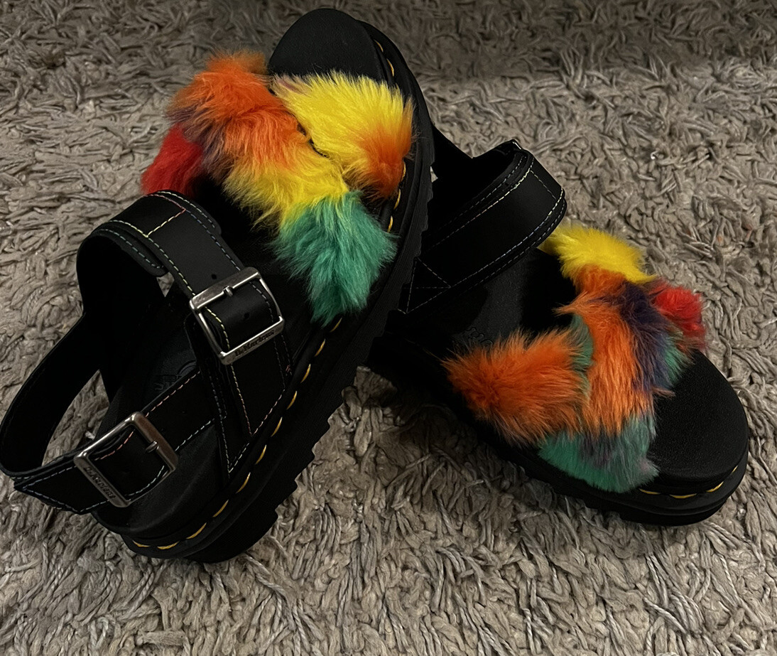 Dr. Martens VOSS II Fluffy Faux Fur Leather Sandals, Size 7 image 8