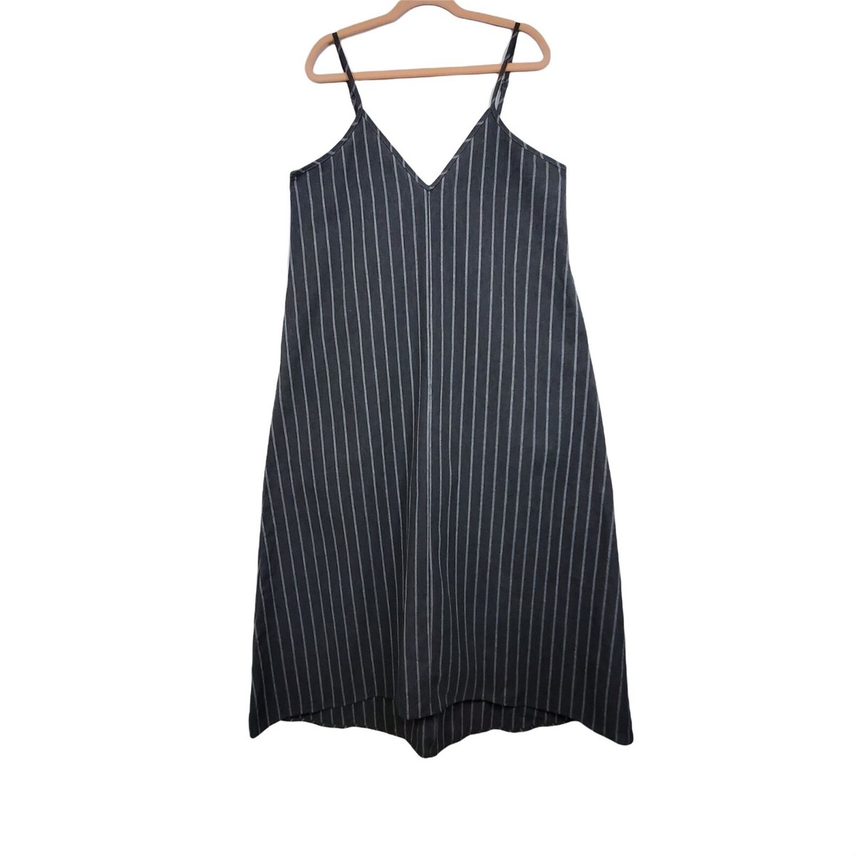 Vonda Womens Dress sz L Gray with stripes Maxi adjustable straps summer NWT  | eBay