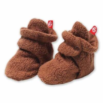 NWT Original Zutano Baby Booties 18M Chocolate Brown Stay-On
