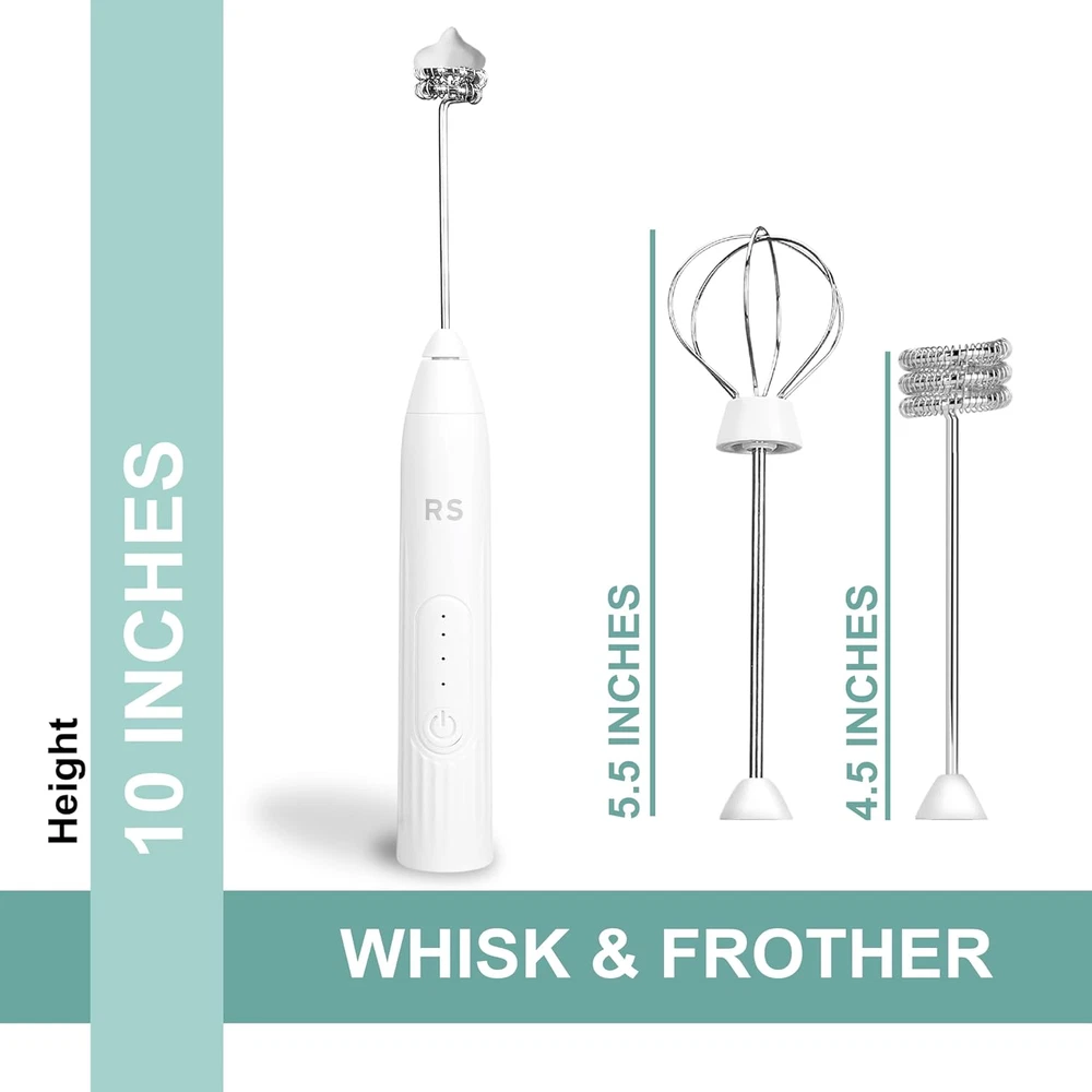 Milk Frother and Whisk Set | USB Rechargeable Milk Frother with Stainless Steel