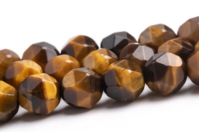 Yellow Tiger Eye Star Cut Faceted Beads Grade AA Natural Loose Beads 7-8/9-10MM