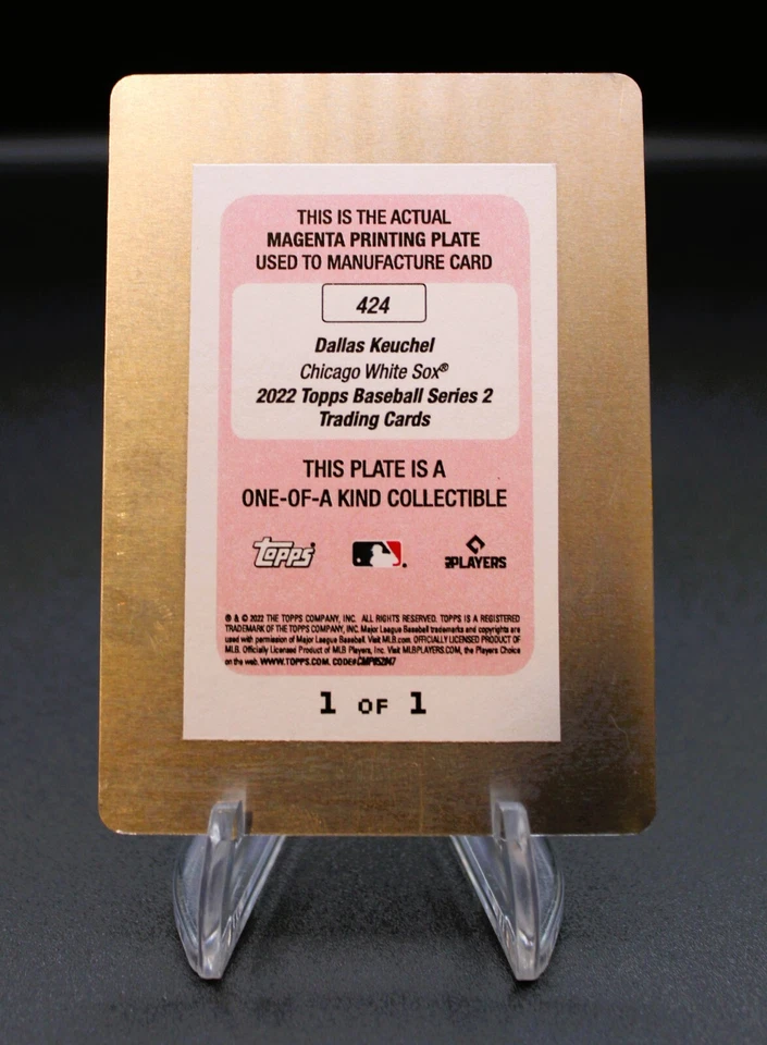 Placa magenta Topps Serie 2 2022 - Medias Blancas de Chicago Dallas Keuchel 1/1 Foto 2 de 2