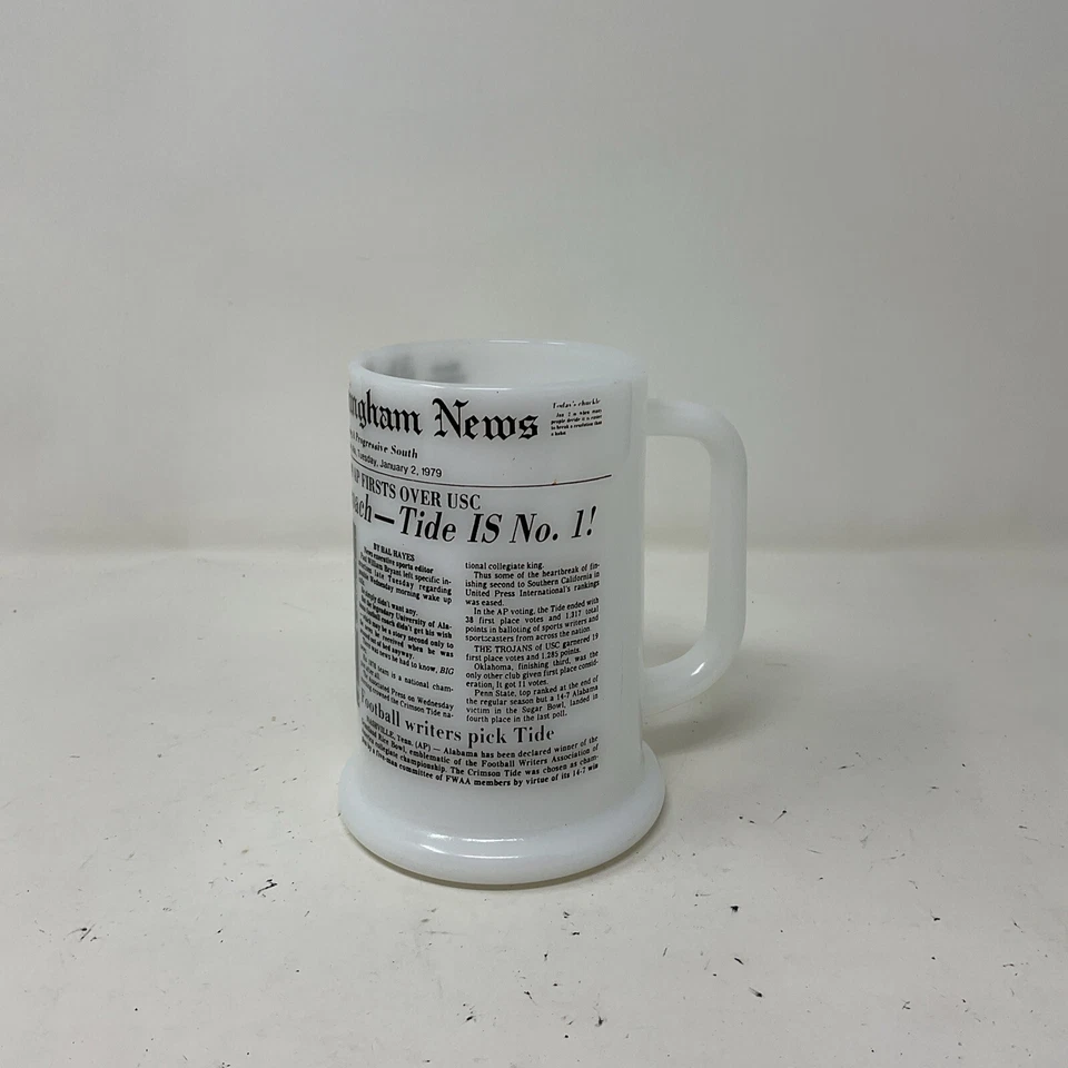Taza de vidrio de leche Bear Bryant Birmingham News Alabama Tide Is # 1 Again 1979 Foto 3 de 4