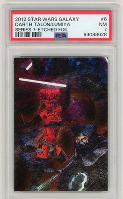 2012 Topps Star Wars Galaxy 7 ETCHED FOIL Insert #6 DARTH TALON, LUMIYA PSA 7 NM