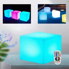 17" LED Cube Light Pub Bar Stool W/Remote Control 16 RGB Colors Changing Chair