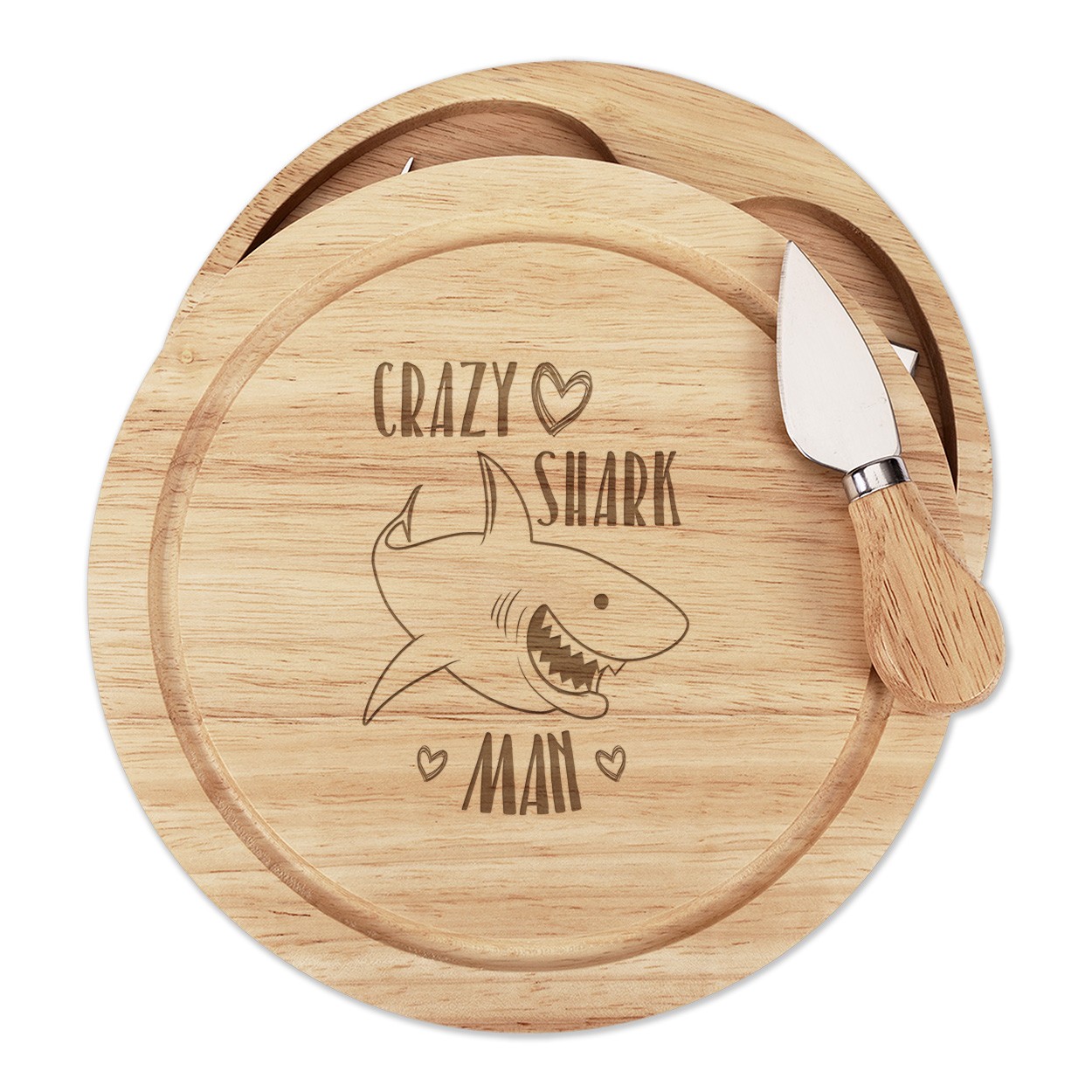 Crazy Shark Man Cheese Board Knife Set Funny