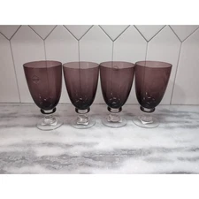 Dansk Crystal Madras Goblets Set, Amethyst Purple Iced Tea Glassware, Set of 4