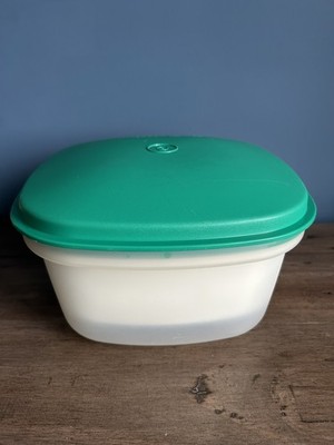Tupperware Mehrzweck Reis Dampfgarer Salat Vorratsbehälter grün klar Vintage