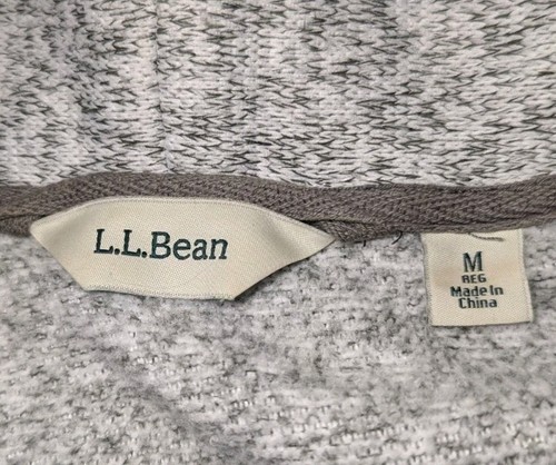 LL BEAN Heather Black Gray Knit SWEATER Robe Pockets Logo SOFT Women's Medium - Picture 5 of 11