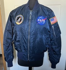 ALPHA INDUSTRIES BOMBER JACKET NASA 100TH SPACE SHUTTLE MISSION SZ M REVERSABLE